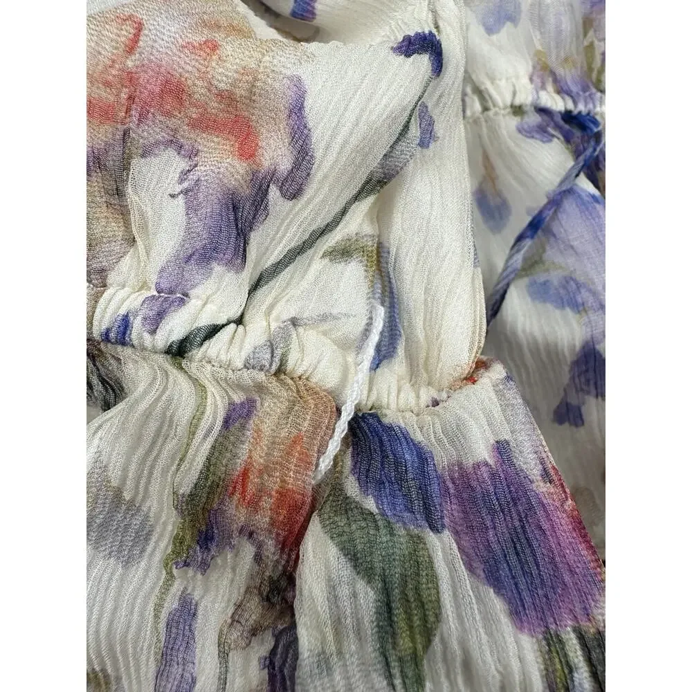 Zimmermann Tama Iris Silk Playsuit Romper Floral Ruffle Button Front No Belt 3 - Picture 10 of 13